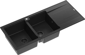 Chiuveta compozit incastrata Quadron Evan 121 negru 116x50 cm