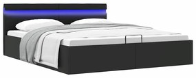 vidaXL Cadru de pat hidraulic cu ladă LED negru 180 x 200 cm piele eco