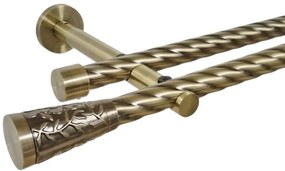 Galerie dubla twist picior universal fara inele prindere perete sevilla 19/19 mm aur antic (Alege marime: 320 cm)