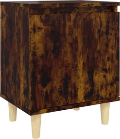 vidaXL Noptieră cu picioare din lemn masiv, stejar fumuriu, 40x30x50cm