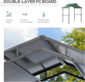 Outsunny Foisor de Gradina pentru Gratar din Otel Acoperis Dublu si Rafturi