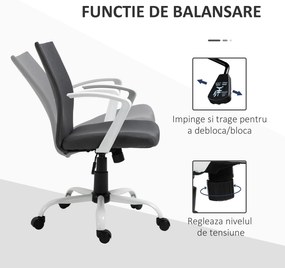 Vinsetto Scaun de Birou Ergonomic și Pivotant pentru Birou, Gri Închis | Aosom Romania