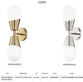 Aplica de perete design modern CORA nichel lucios