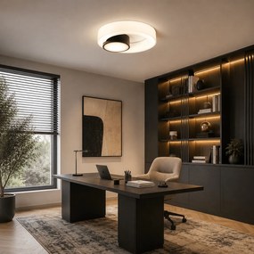 Plafonieră LED modernă Erste Donut 500mm 45W 2250lm, CCT 3000K-6000K reglabilă prin telecomandă, design circular alb-auriu pentru interior