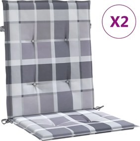 vidaXL Perne cu spătar, gri carouri, 2 buc., 100x50x3cm, textil Oxford
