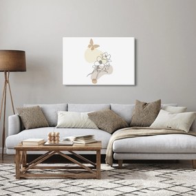 Tablou - Flori bej cu fluture N⁰3 (90x60 cm)