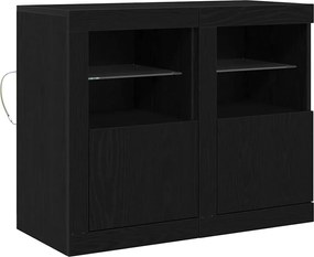 vidaXL Bufet LED 2 pcs Stejar Negru 41 x 37 x 67 cm Lemn compozit