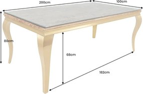 Masa dining, Lemn de Tec, Sticla, Otel Auriu, MODERN BAROCK BARRACUDA 200cm