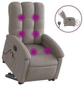3204136 vidaXL Fotoliu electric masaj rabatabil cu ridicare, gri taupe, textil