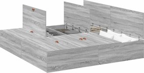 vidaXL Cadru de pat cu depozitare Gri Sonoma 200 x 200 cm