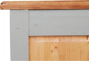 Noptiera, L46 36 H70 cm, alb antichizat natur, lemn masiv