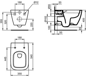 Vas wc suspendat rimless plus Ideal Standard i.life B alb lucios Alb lucios