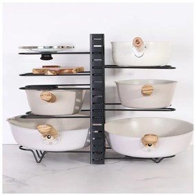 Organizator dublu pentru tigai Livit, metal, negru, 48 x 38 x 20.5 cm