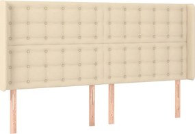 vidaXL Tăblie de pat cu aripioare, crem, 163x16x118/128 cm, textil
