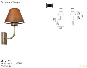 Aplica de perete exterior IP54, Fiordo 261.01.OR