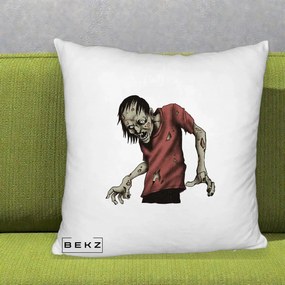Perna Decorativa Halloween Zombie Infricosator, 40x40 cm, Alb Pufos, Husa Detasabila, Perna Inclusa, BEKZ®