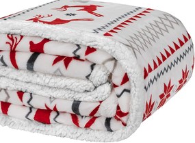 Patura alba de miel de Craciun din microplus RETRO CHRISTMAS Dimensiune: 200 x 220 cm
