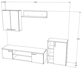 Set haaus Alice, Stejar Sonoma/Alb, L 220 cm