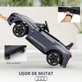 HOMCOM Automobil electric pentru copii cu telecomandă, centură de siguranță, claxon, muzică, faruri, până la 5 km/h, 3-5 ani, Gri | Aosom Romania