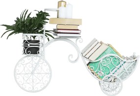 Ghiveci de flori RETRO în formă de bicicletă, alb, ALENTO