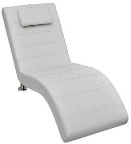 240710 vidaXL Șezlong cu pernă, alb, piele ecologică