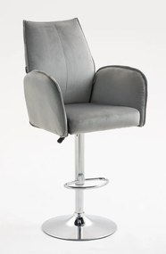 HR280W Scaun Gray din Catifea cu Bază Cromata