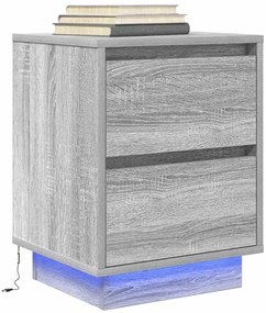 vidaXL Noptiera cu lumini LED Gri Sonoma 38x34x50 cm