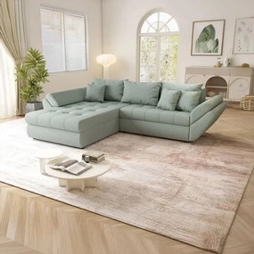 Colțar extensibil dumonde cu ladă de depozitare si sezut confortabil din spuma high-density, Loana Enjoy Mint 270x185 cm