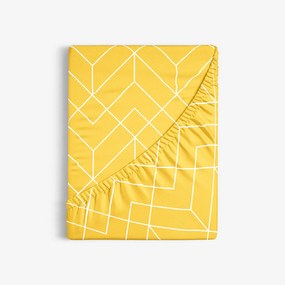 Goldea cearceaf de pat bumbac 100%  cu elastic - mozaic galben 80 x 200 cm