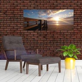 Tablou cu dig, plajă și mare (120x50 cm)