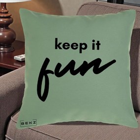 Perna Decorativa Keep It Fun, 40x40 cm, Verde, Husa Detasabila, Perna Inclusa, BEKZ®