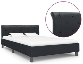 vidaXL Cadru de pat, negru, 140 x 200 cm, piele ecologică