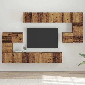 vidaXL Set comodă TV 10 pcs Lemn vechi 60 x 30 x 30 cm Lemn compozit