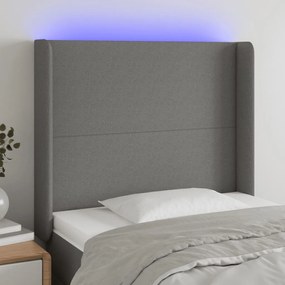 3123760 vidaXL Tăblie de pat cu LED, negru, 103x16x118/128 cm, textil