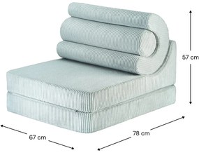 Fotoliu pentru copii verde mentă cu tapițerie din catifea reiată Flipster – Wigiwama