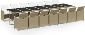 vidaXL Set mobilier de exterior cu perne, 15 piese, bej, poliratan