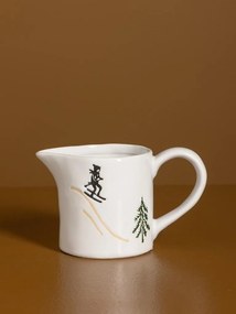 Letieră din ceramică albă cu motive de iarnă pictate manual, 7 × 11,5 × 6,5 cm, „Slalom"