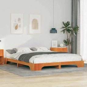 vidaXL Cadru de pat de podea Maro 160 x 210 cm Lemn masiv