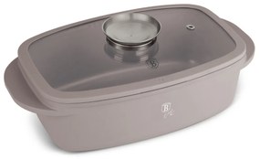 RESIGILAT - Tavă roaster cu capac 32x21 cm, 6L – Berlinger Haus Taupe Collection BH 8778, gri, antiaderentă, ideală pentru friptură la cuptor, cu