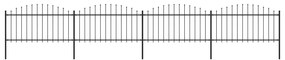 Gard de gradina cu varf sulita, negru, (1,25-1,5)x6,8 m otel 1, 125-150 cm, 6.8 m