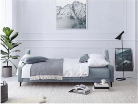 Canapea extensibilă cu 3 locuri și spațiu de depozitare Mazzini Sofas Freesia, albastru deschis, 215 cm