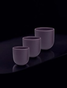 Set 3 Pahare Cafea NOVUM Velaris Purple Dynastia - 250 ml, 150 ml, 80 ml (Mov Regal Mat) - Gresie Ceramica Glazurata Manual
