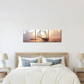 Tablou cu iaht (cu ceas) (90x30 cm)