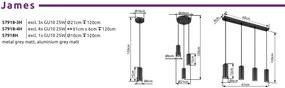 Lustra suspendata stil minimalist JAMES 4L gri