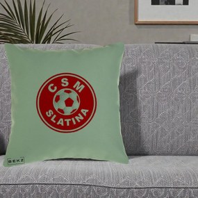 Perna Personalizata CSM Slatina Fotbal, 40x40 cm, Verde, Husa Detasabila, Perna Inclusa, BEKZ®
