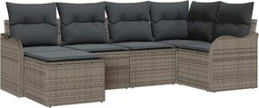 vidaXL Set de canapele pentru grădină cu pernă 6 pcs Gri Rattan poli
