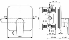 Baterie dus Ideal Standard Tesi incastrata