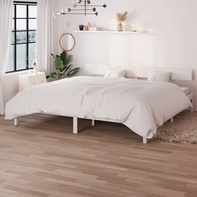 810168 vidaXL Cadru de pat, alb, 200x200 cm, lemn masiv de pin
