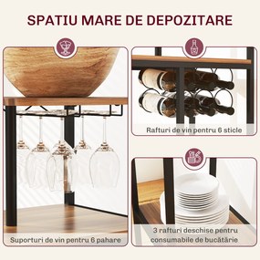 HOMCOM Set Blat de Bar Pliabil și 2 Scaune, Suport Vin și Pahare, Maro | Aosom Romania