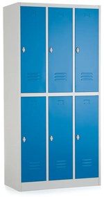 Dulap metalic - 6 cutii, 90 x 45 x 185 cm, blocare cu rotire, albastru - ral 5012